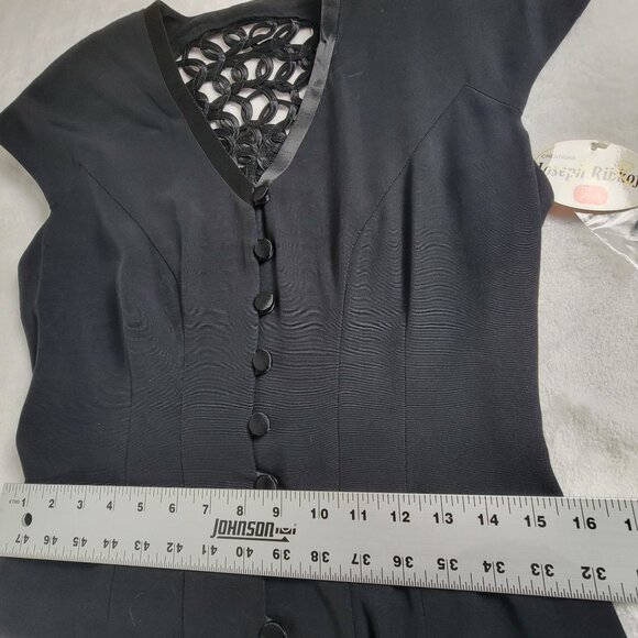 Vintage Joseph Ribkoff Womens Black Cap Sleeve Dress 8 Back Cutout New $210 - Picture 9 of 10